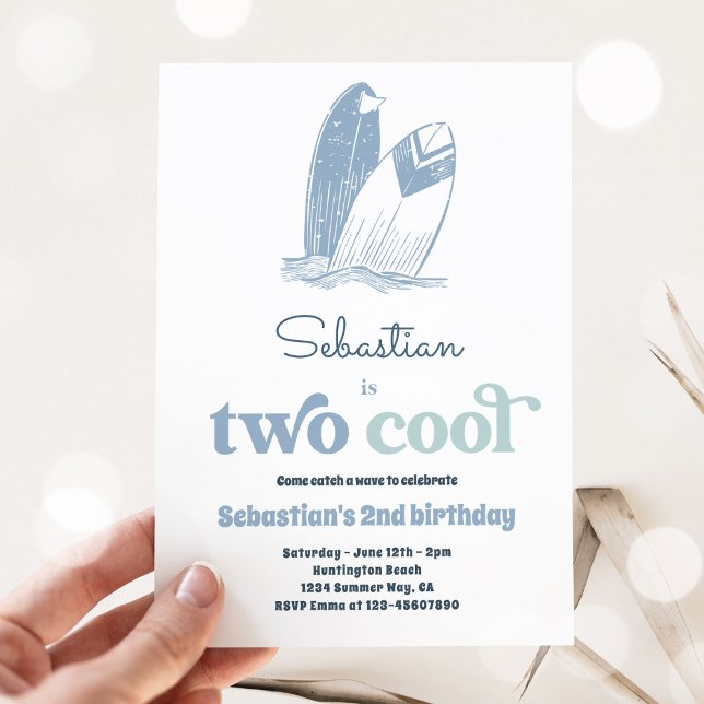 Surfa 2 Coola Modern Surfa 2:a födelsedagen Party Inbjudningar (Skapare uppladdad)