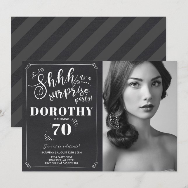 Surfa 70:e födelsedagsinbjudan - Vintage överraskn Inbjudningar (Fram/baksida)