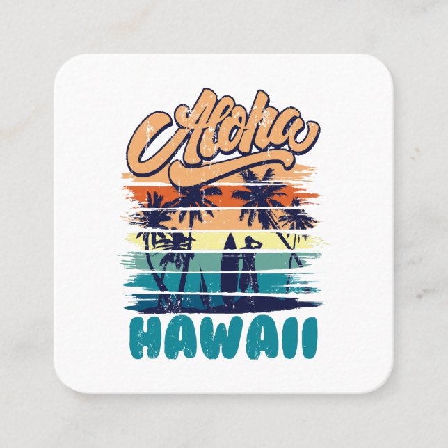 Surfa - Aloha Hawaii Fyrkantigt Visitkort (Framsida)