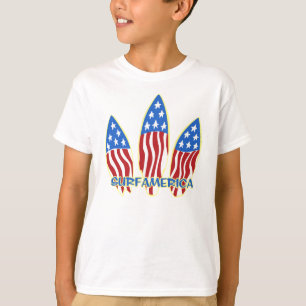 Surfa America Surfboard Patriotic Flagga Tee