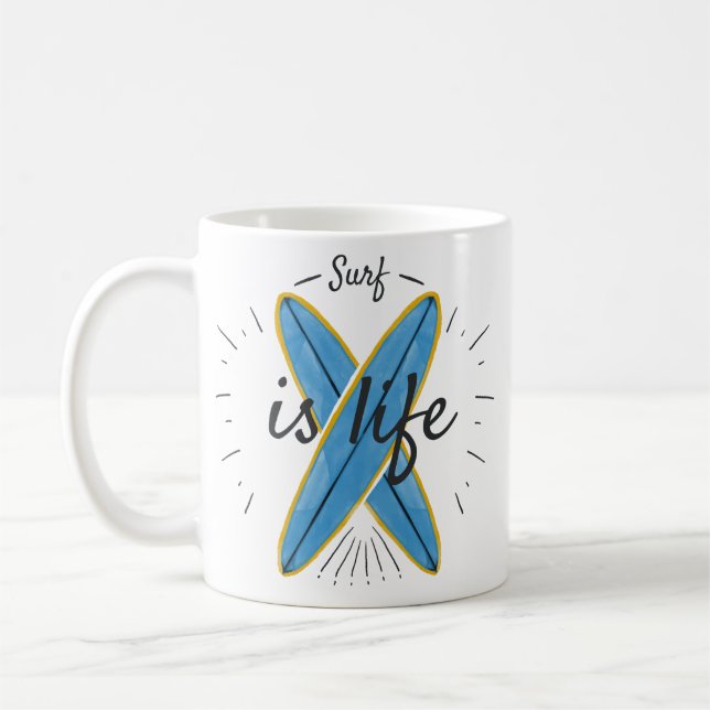 Surfa är Life Crossed Surfboard Ocean Vågar Beach Kaffemugg (Vänster)
