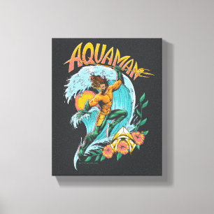 Surfa av Aquaman och Trident Stigning Graphic Canvastryck