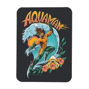 Surfa av Aquaman och Trident Stigning Graphic Magnet