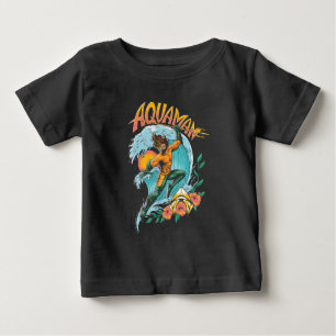 Surfa av Aquaman och Trident Stigning Graphic T Shirt