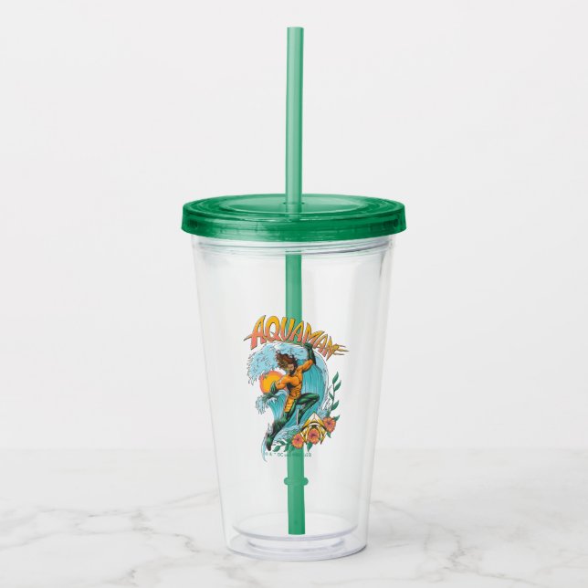 Surfa av Aquaman och Trident Stigning Graphic Take Away Mugg (Framsida)