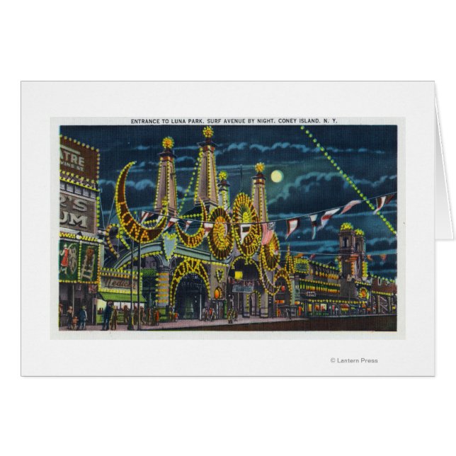 Surfa Avenue View of Luna Park Entrance på Hälsningskort (Framsidan Horizontal)