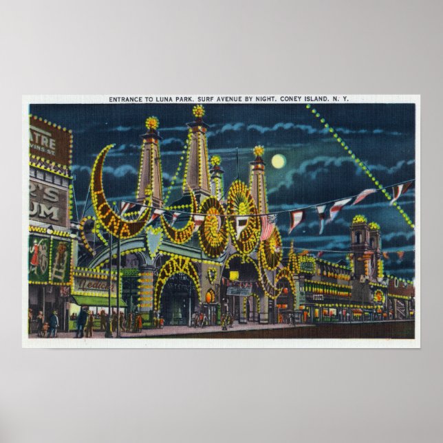 Surfa Avenue View of Luna Park Entrance på Poster (Framsidan)