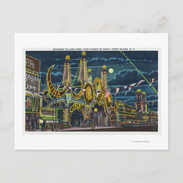 Surfa Avenue View of Luna Park Entrance på Vykort (Framsida)