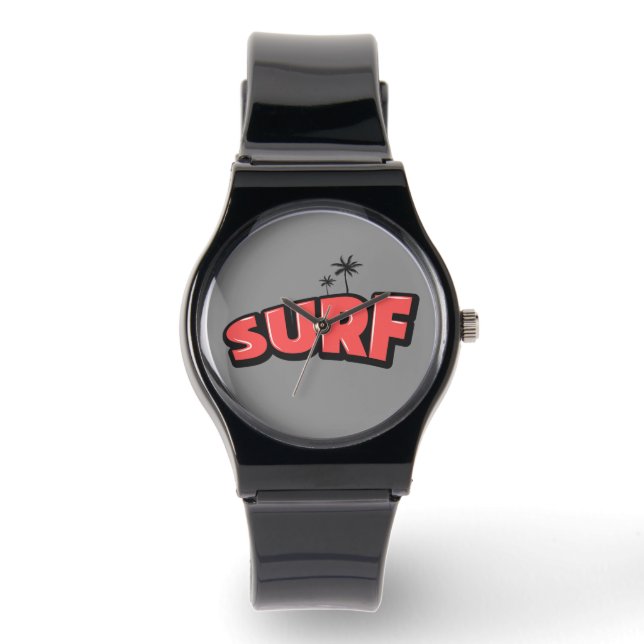 Surfa, bara surfa. I rött och grått Armbandsur (Framsida)