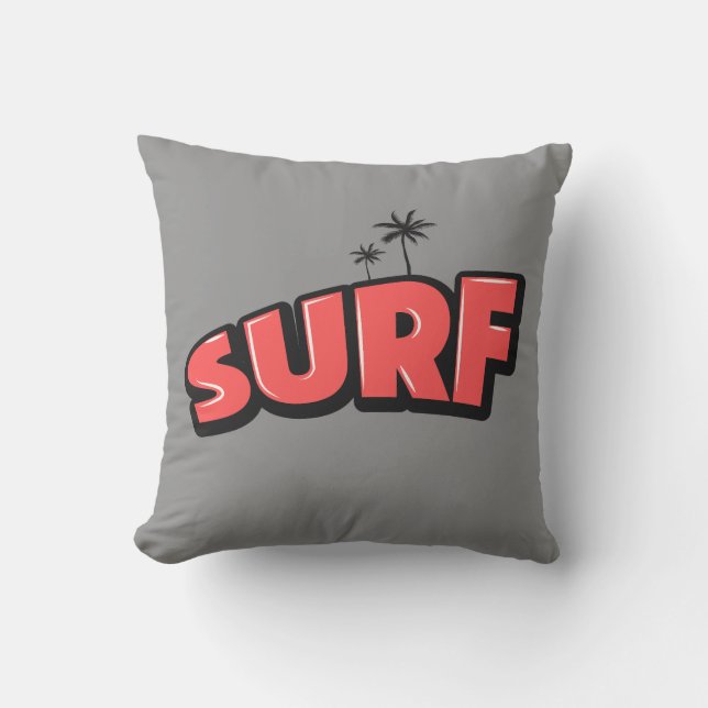 Surfa, bara surfa. I rött och grått Kudde (Framsida)