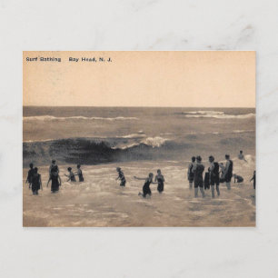 Surfa Bathing, Bay Head NJ, Vintage Vykort