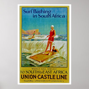 Surfa Bathing i South Afrika Poster