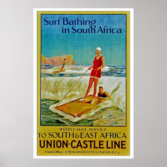 Surfa Bathing i South Afrika Poster (Framsidan)