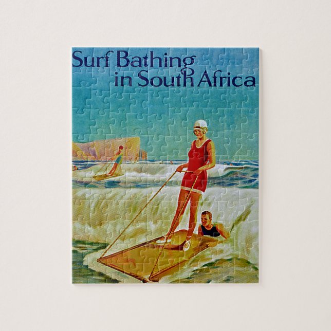 Surfa Bathing i South Afrika Pussel (Vertikal)