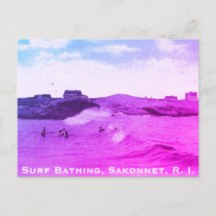 Surfa Bathing, Sakonnet - Little Compton, RI Helg Vykort