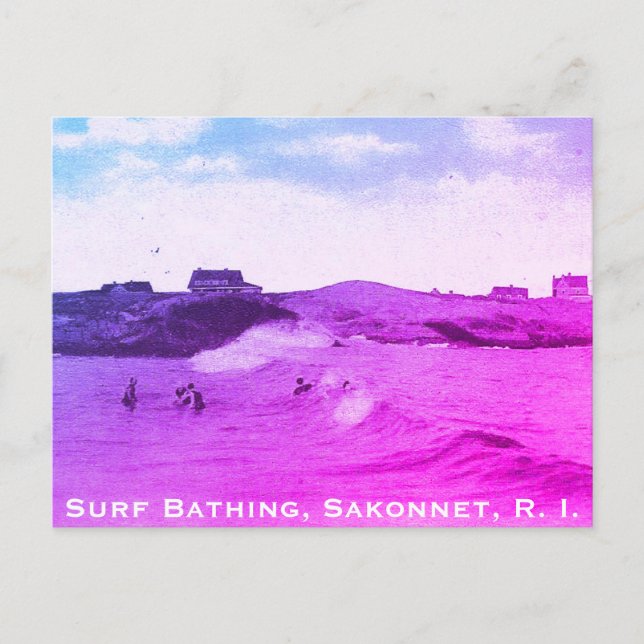 Surfa Bathing, Sakonnet - Little Compton, RI Helg Vykort (Framsida)