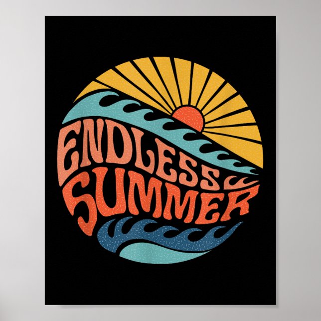 Surfa Beach 60 för ändlös sommartid, Retro 60-Vint Poster (Framsidan)