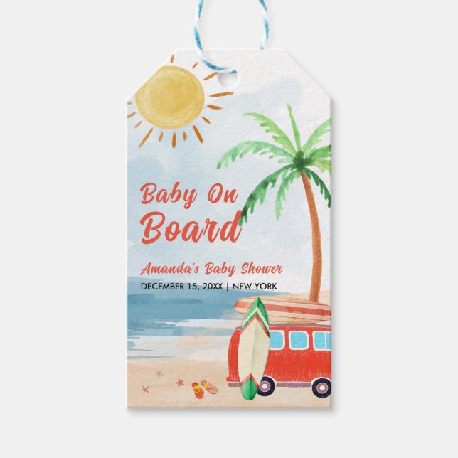 Surfa Beach Baby ombord på babyskor Presentetikett (Framsidan)