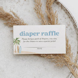 Surfa Beach Baby Shower Diaper Raffle Biljett Tilläggskort