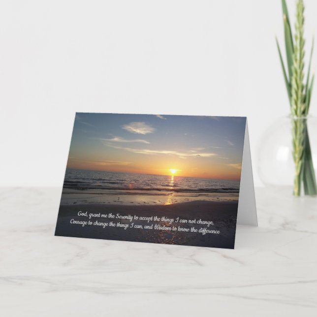 Surfa Beach Sunset Serenity Prayer Kort (Framsida)