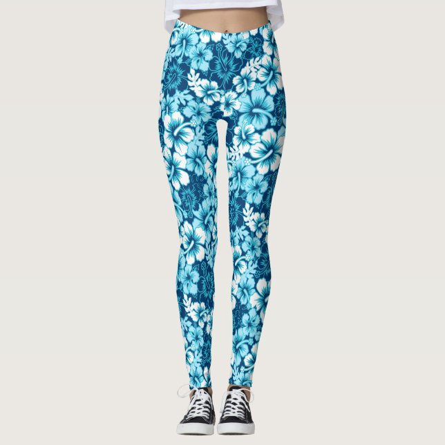 Surfa blommigt hibiscus leggings (Framsida)