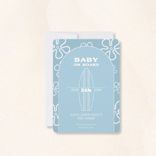 Surfa Board Baby Shower - Anpassningsbar Gender Ne Inbjudningar