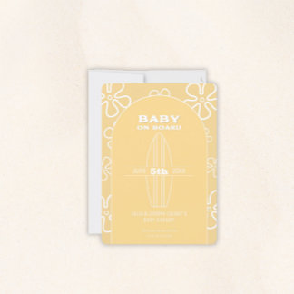 Surfa Board Baby Shower - Anpassningsbar Gender Ne Inbjudningar