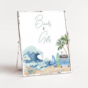Surfa Board Beach Baby Shower Bokar och presenter Poster