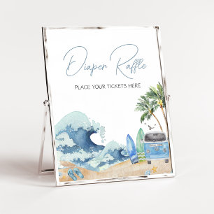 Surfa Board Beach Baby Shower Raffle Poster