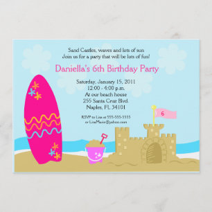 SURFA BOARD BEACH SAND CASTLE 5x7-Anpassningsbarna Inbjudningar