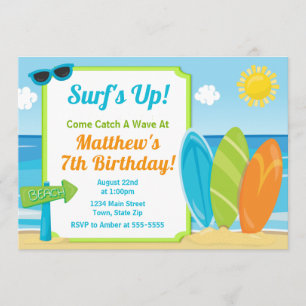 Surfa Board Surfa Beach Party Inbjudningar