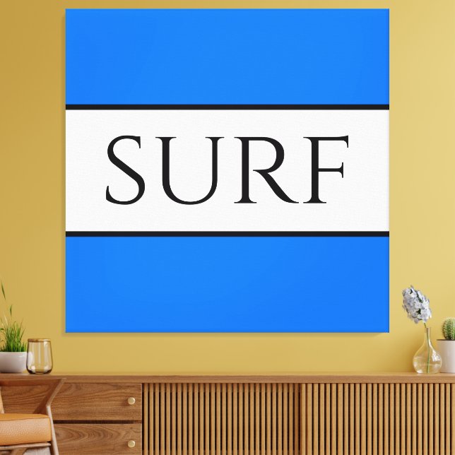 SURFA Bright Nautical Blue White Summer Rand Canvastryck (Insitu (Vardagsrum))
