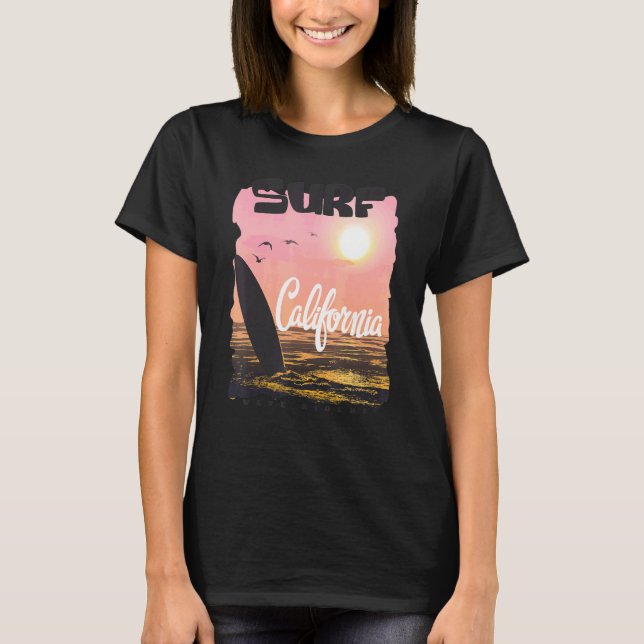 Surfa California Quote Wave Raiders Coola Surfa Ca T Shirt (Framsida)