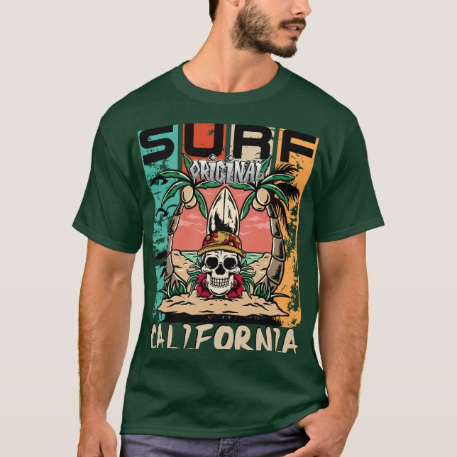 Surfa California Skull & Handflatan Graphic T-Shir T Shirt (Framsida)