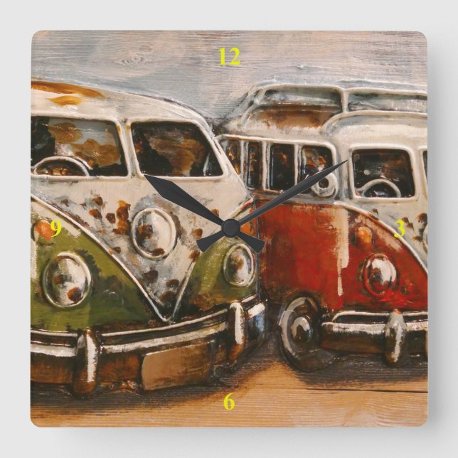 Surfa Campervans. Fyrkantig Klocka (Framsida)