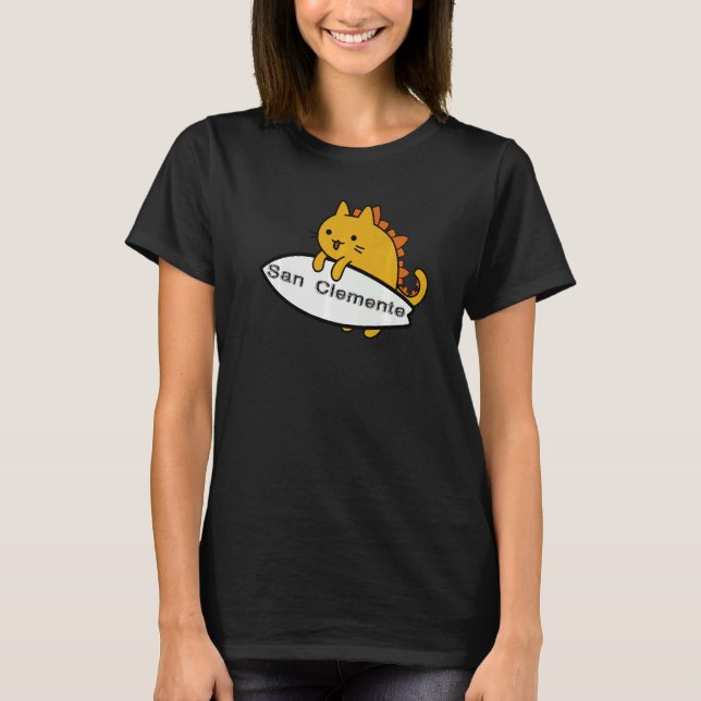Surfa catzilla surfer San Clemente T Shirt (Framsida)