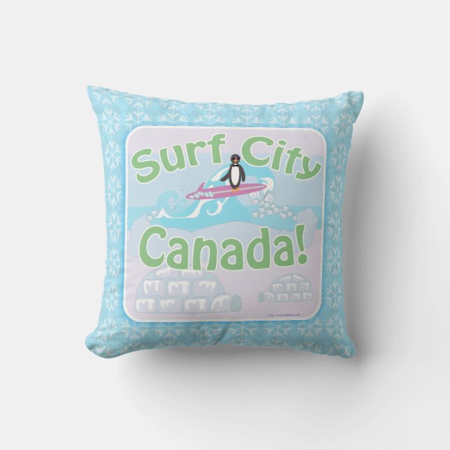 Surfa City Canada Roligt Penguin Tecknad Kudde (Framsida)