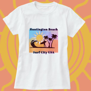Surfa City USA Huntington Beach CA Ocean Vågar T Shirt