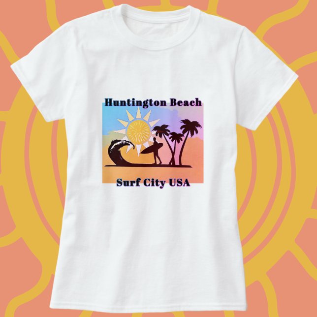 Surfa City USA Huntington Beach CA Ocean Vågar T Shirt (Skapare uppladdad)