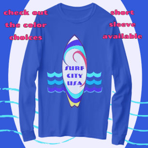 Surfa City USA Surfboard Ride Vågar T-Shirt