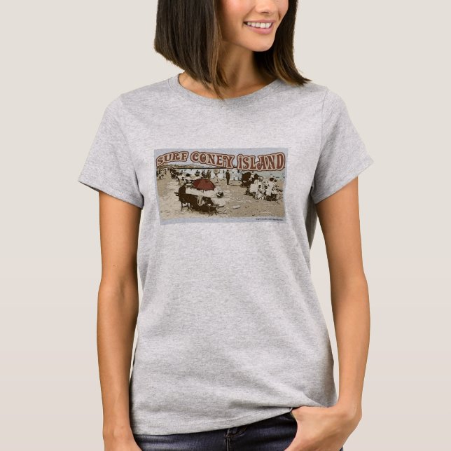 Surfa Coney Isle Funny Parody Postcard Tee (Framsida)