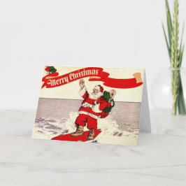 Surfa det Retro Santa hälsningkortet Helgkort