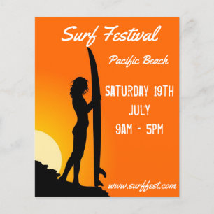 Surfa-festival eller tävlingsflyg flygblad