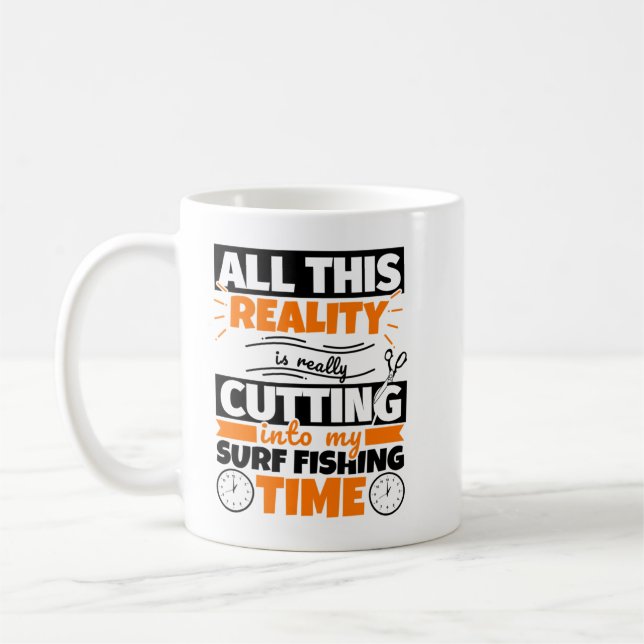 Surfa Fishing Funny Say Hobby Kaffemugg (Vänster)