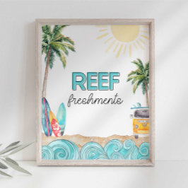 Surfa Födelsedagsfest Reef Freshshs Sign Fototryck