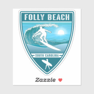 Surfa Folly Beach South Carolina Klistermärken