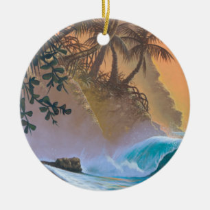 Surfa för Hanalei fjärdstrand Julgransprydnad Keramik