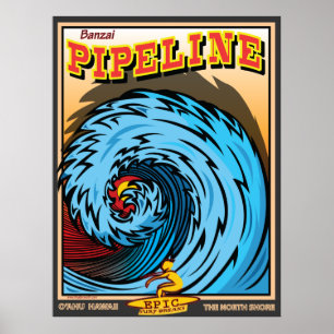 SURFA FÖR HAWAII NORR KUST POSTER