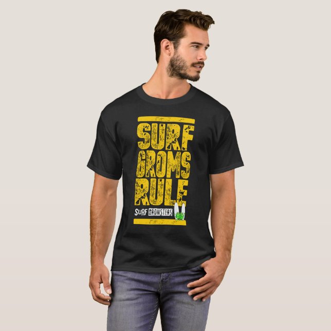 Surfa Groms Rule!!! (gult vid en utskrift) T Shirt (Hel framsida)