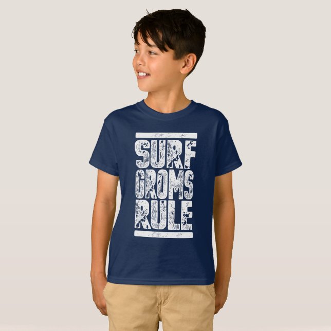 Surfa Groms Rule!!! (vit) T Shirt (Hel framsida)